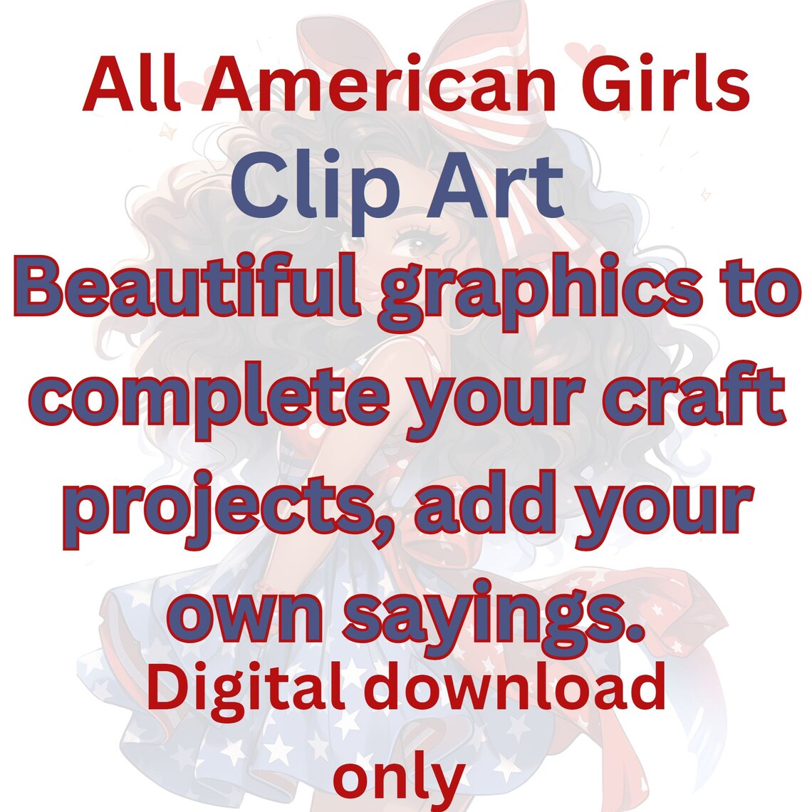 4th of July, 4th of July Clip Art Girls, All American Girl, 4th of July ...