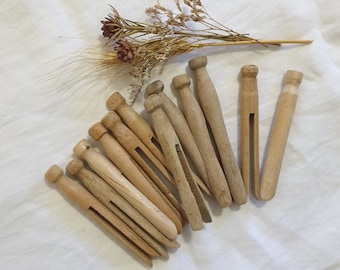 Vintage Wooden Dolly Pegs | Set of 6 or 8