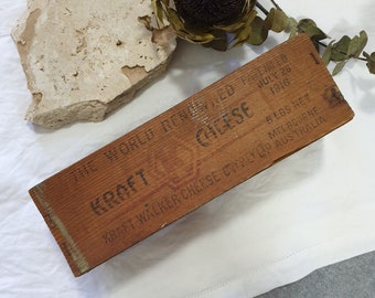 Vintage Wooden Kraft Cheese Box | Short