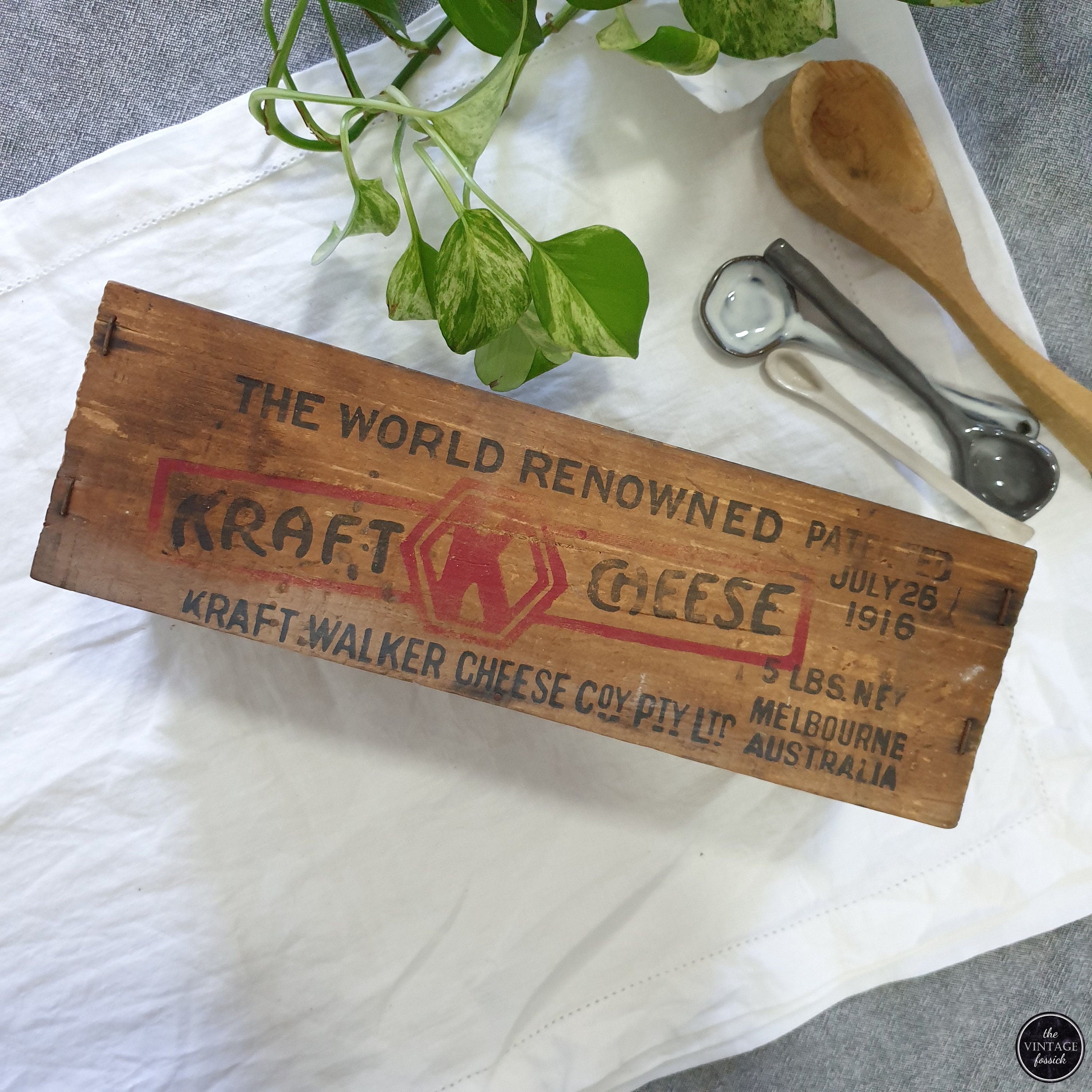 Vintage Wooden Kraft Cheese Box Etsy Australia