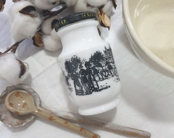 Vintage Milk Glass Mustard Jar