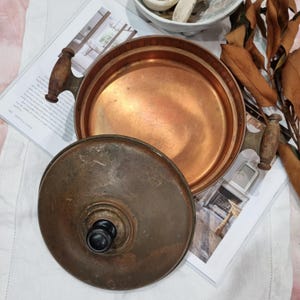 Vintage Copper & Brass Lidded Pan