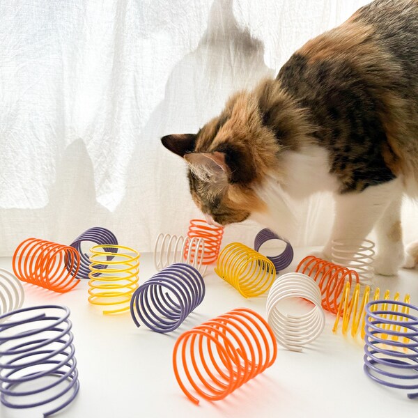 Interactive Cat Toys Springs - Kitten Toys - Pack of 12 Solid and Translucent Color - Pawlly Joylly