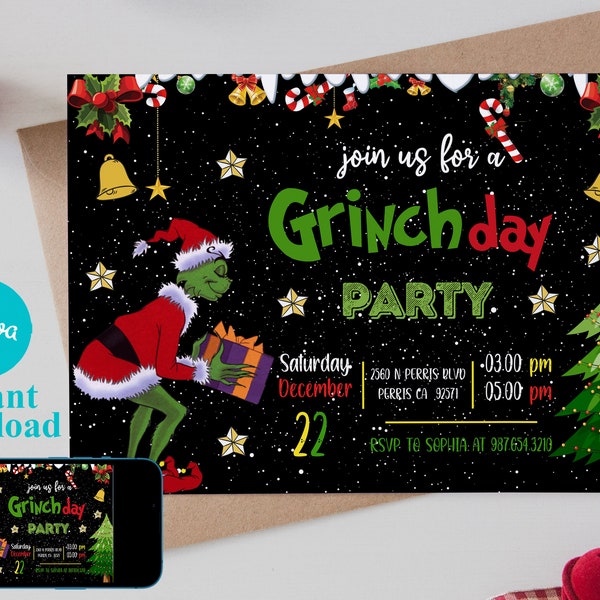 Grinch Flyer Editable Template Etsy UK Grinch Flyer Editable Template Etsy UK