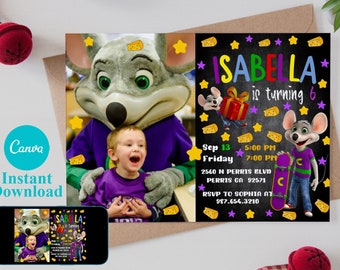 Printable Chuck E Cheese Birthday Party Invitation - Etsy