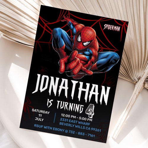 Editable Spiderman Birthday Invitation Template Printable - Etsy