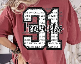 Proverbs 31 Woman Comfort Colors T-Shirt | Christian Jersey Style Shirt | Faith Based Apparel | She Is Noble & Strong | Free Shipping