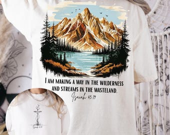 Isaiah 43:19 Wilderness Christian Shirt PNG | Bible Verse Digital Download | Front & Back Christian Shirt Design