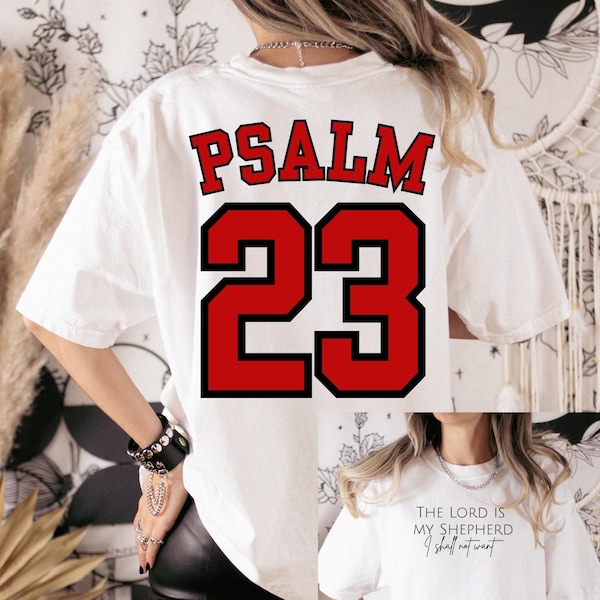 Psalm 23 Jersey Style Christian T-Shirt | Faith Bible Verse Shirt | Sports Style Scripture Tee