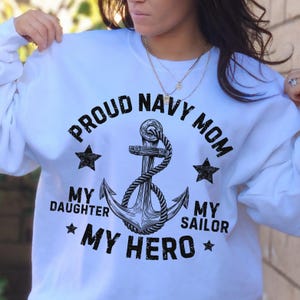 Proud Navy Mom Anchor Shirt Design PNG | Military Family Digital Download | US Navy Mom Sublimation Design | Patriotic Anchor PNG File image 5