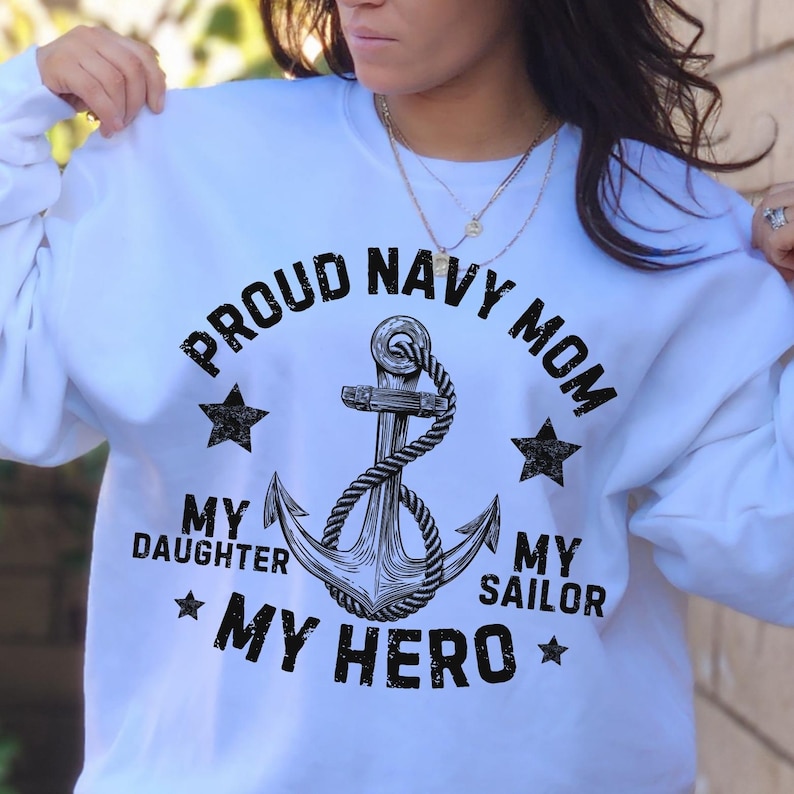 Proud Navy Mom Anchor Shirt Design PNG | Military Family Digital Download | US Navy Mom Sublimation Design | Patriotic Anchor PNG File image 5