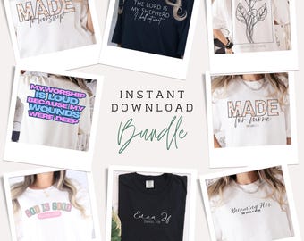 9 Women’s Christian Shirt Design Bundle | Faith PNG Digital Download | Bible Verse Shirt Graphics | Inspirational Scripture Apparel