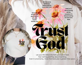 Trust God Christian Shirt PNG | Faith Over Fear Graphic | Bible Verse Sublimation Download
