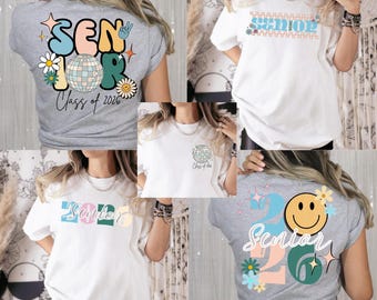 Senior 2026 Retro PNG Bundle – 5 Groovy Graduation Designs | Sublimation Graphics | Muted Colors | Digital Download