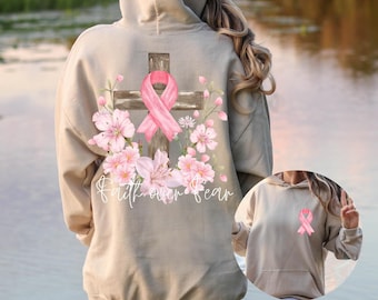 Faith Over Fear Breast Cancer Awareness PNG | Christian Pink Ribbon Shirt Design | 3 PNG Bundle | Inspirational Faith SVG Download