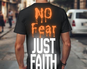 No Fear Just Faith Halloween Shirt PNG | Christian Mens Digital Download | Religious Fall Graphic Design | Christian Church Gift