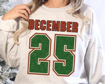Christmas PNG, Distressed December 25 Png, Varsity Design, Vintage Christmas Png, Retro Christmas Png, Holiday Png, Sublimation Design PNG