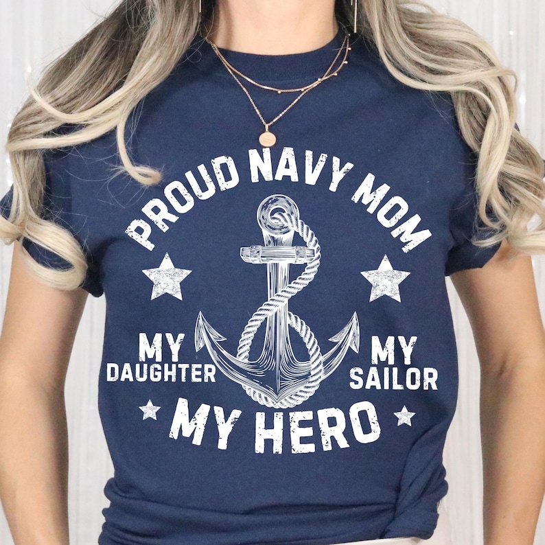 Proud Navy Mom Anchor Shirt Design PNG | Military Family Digital Download | US Navy Mom Sublimation Design | Patriotic Anchor PNG File image 6