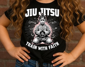 Train With Faith | Christian Jiu Jitsu Kids | Martial Arts Bible Verse Shirt Design | Faith Fitness Printable | Religious Sports PNG File