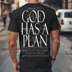 Jeremiah 29:11 PNG – “God Has A Plan” Christian Shirt Design • Front & Back • Mens Womens Christian Tees• Transparent • Instant Download image 1