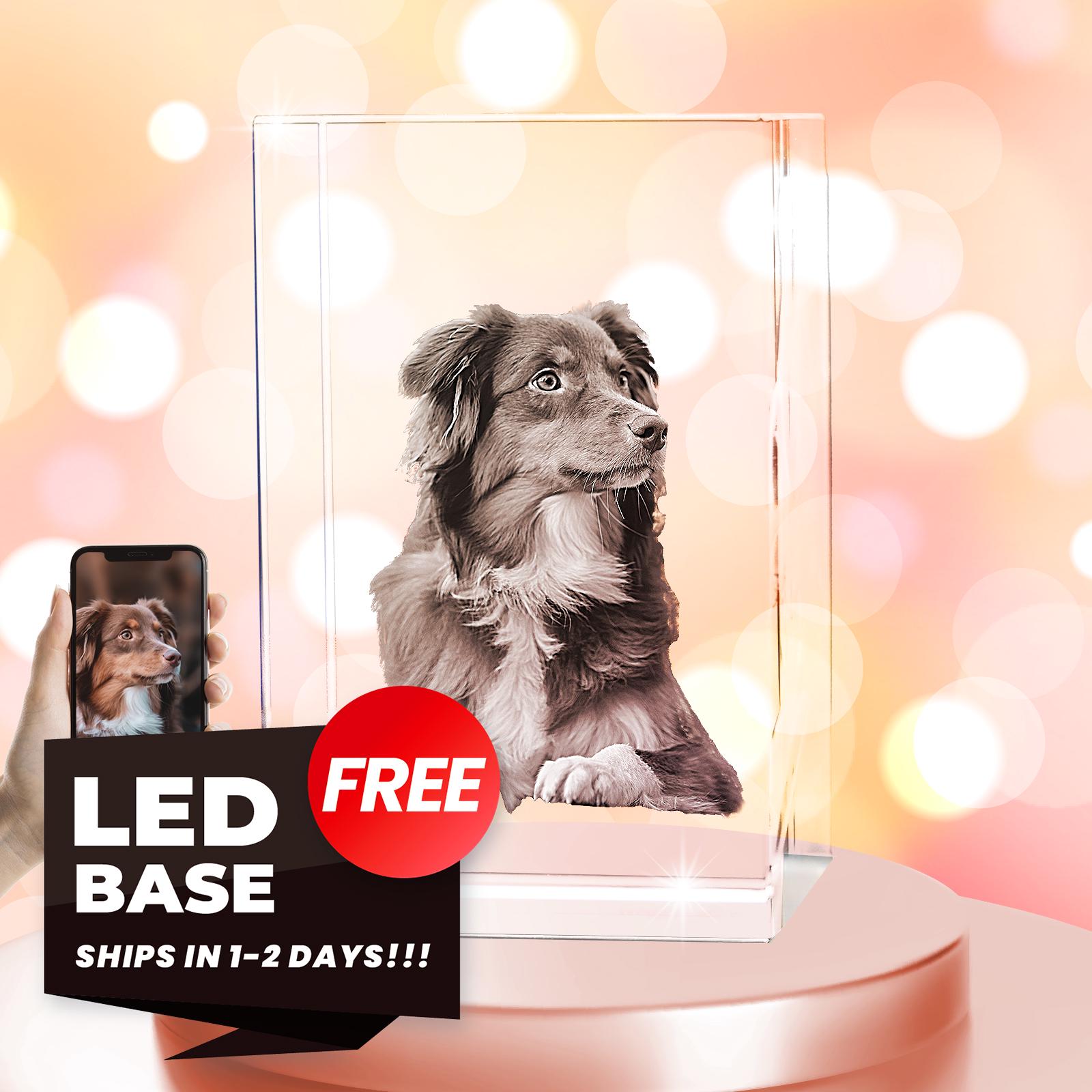 Personalized 3D Crystal Photo Pet Memorial, Etched K9 Crystal