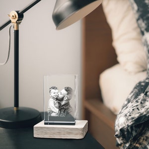 Cubo de cristal fotográfico 3D personalizado con base de luz, recuerdo grabado con láser personalizado. imagen 8