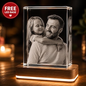 Personalized 3D Crystal Picture with Multicolor LED Base, K9 Etching