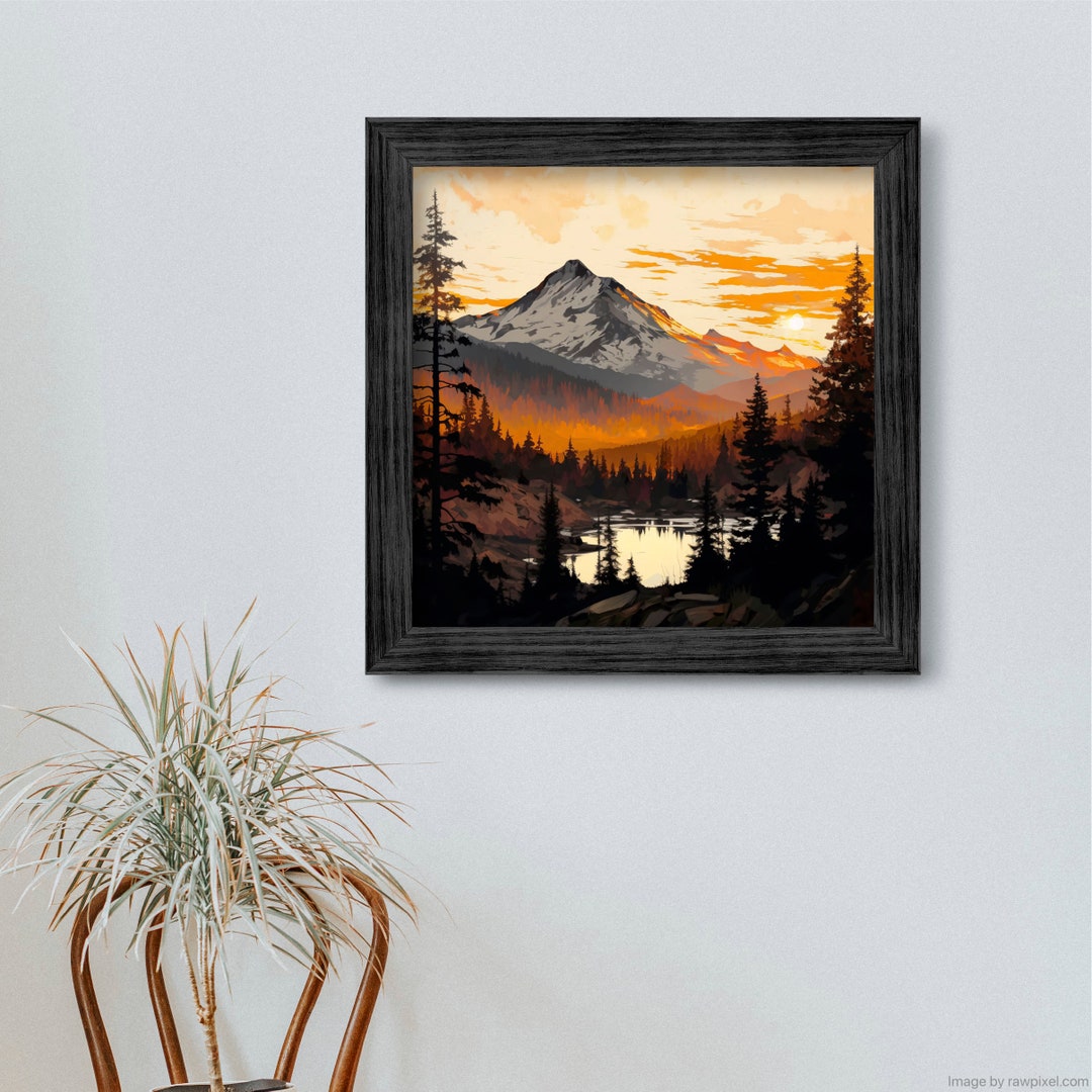Fiery Cascades Digital High Resolution Art Print, Golden Hour
