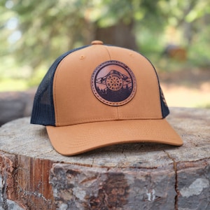 Custom Leather Patch Trucker Hat with Logo | Real Leather Patch Hat, Personalized Branded Hats, Stitched Patch Hat, Custom Hats, Custom Caps
