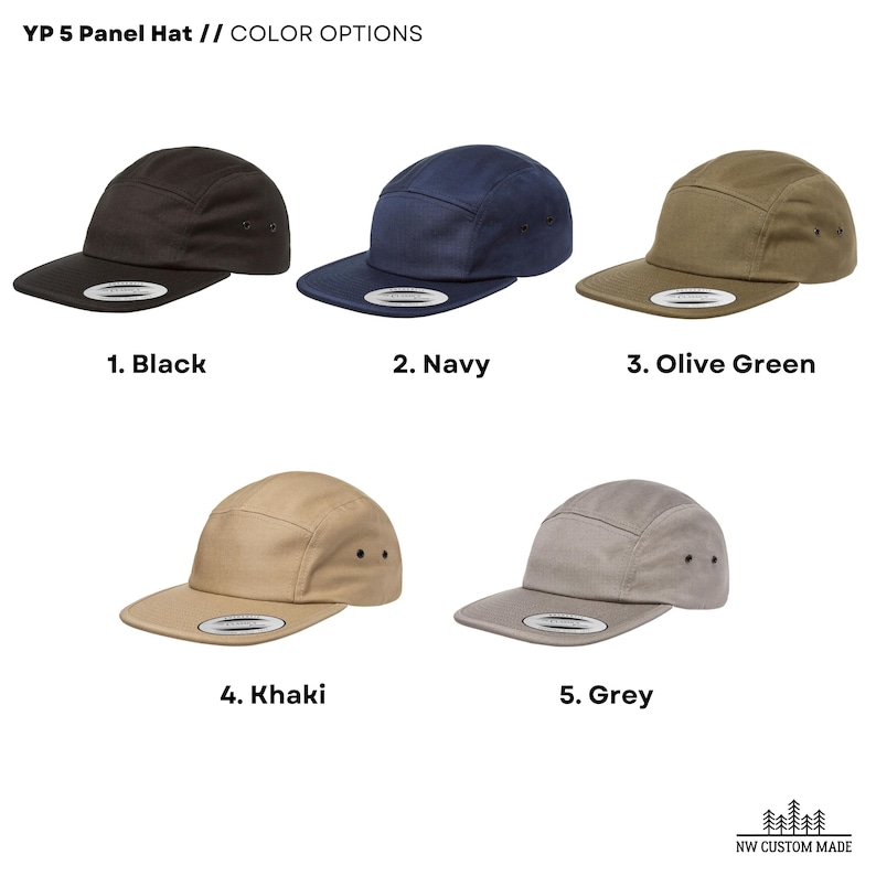 Custom 5 Panel Leather Patch Hat Color Options