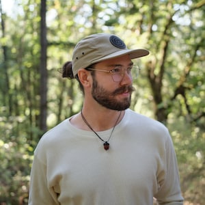 Custom Logo 5 Panel Leather Patch Hat Khaki