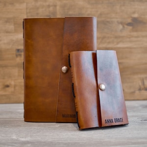 Brown Leather Personalized Journal | Handmade Leather Bound Journal Made from Real European Leather, Custom Notebook, Engraved Journal