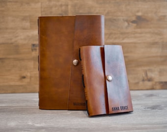 Brown Leather Personalized Journal | Handmade Leather Bound Journal Made from Real European Leather, Custom Notebook, Engraved Journal