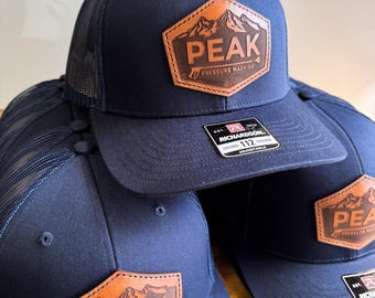 Custom Leather Patch Trucker Hat for Business - Richardson 112, Real Leather Engraved Patch, Personalized Logo, Promotional Business Hats