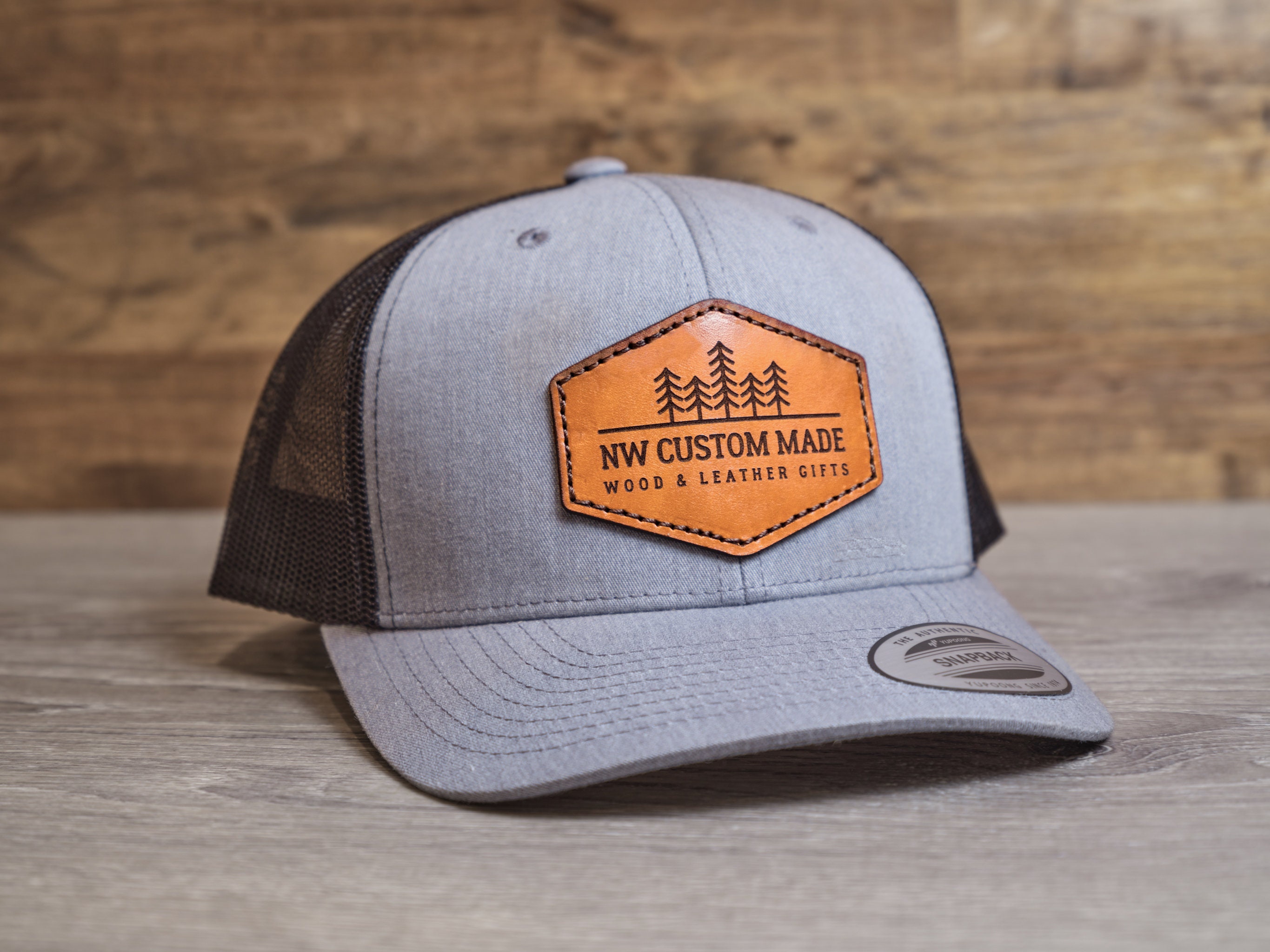 Leather Patch Trucker Hat With Custom Logo | Real Leather  display picture 1