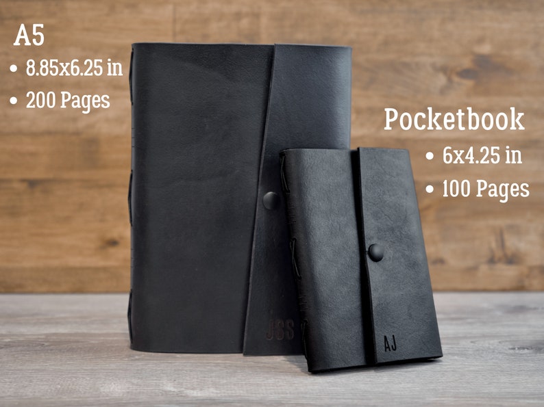 Black Leather Handmade Journals With Engraving