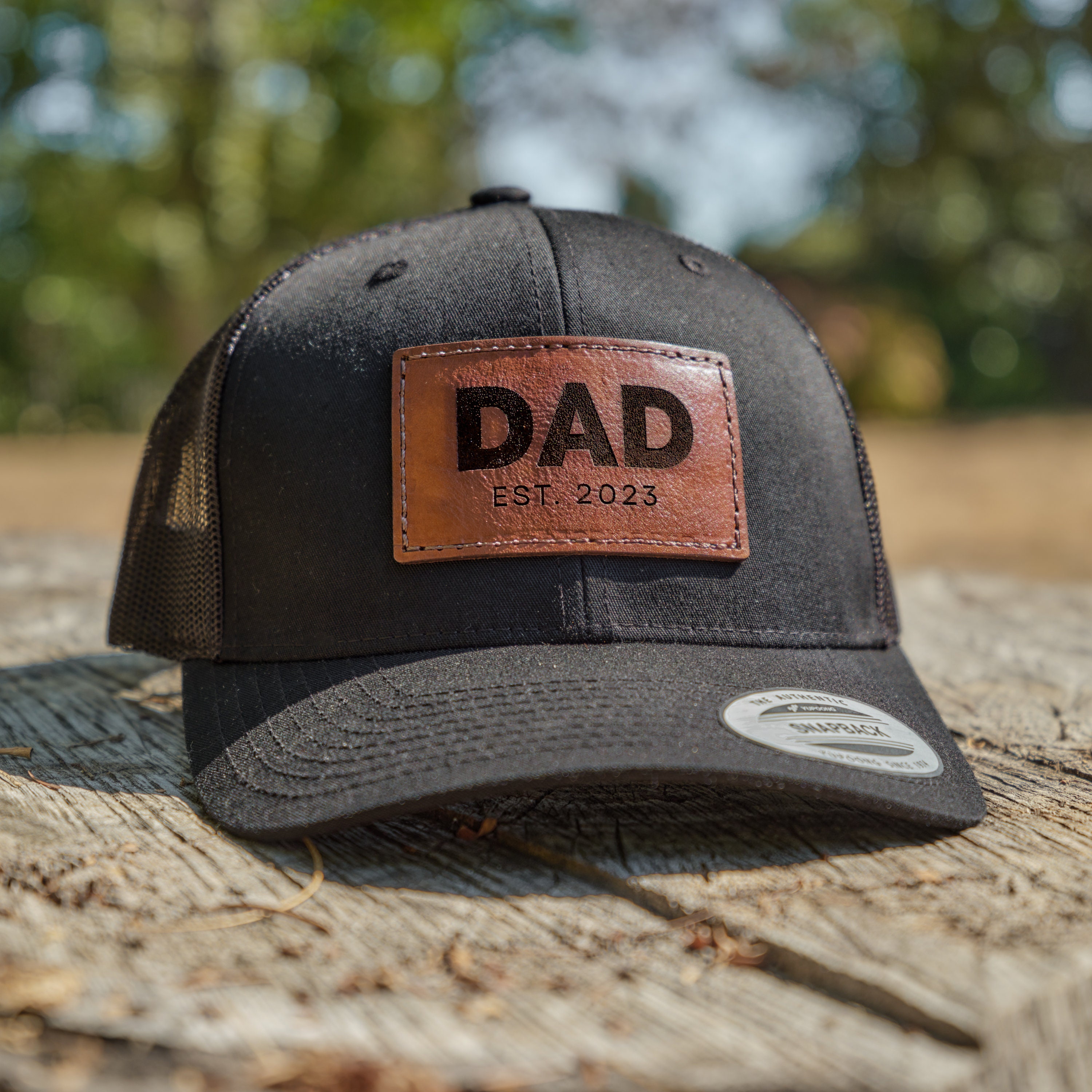Buy Dad Est 2024 Leather Patch Trucker Hat Personalized Dad Hat for Fathers  Day Gift or New Dad Gift, Made in USA Online in India 