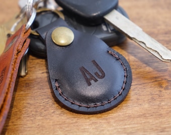 Guitar Pick Holder Leather Keychain | Custom Engraved Guitar Pick Case Made From Real Black Leather, Personalized Guitar Player Gift