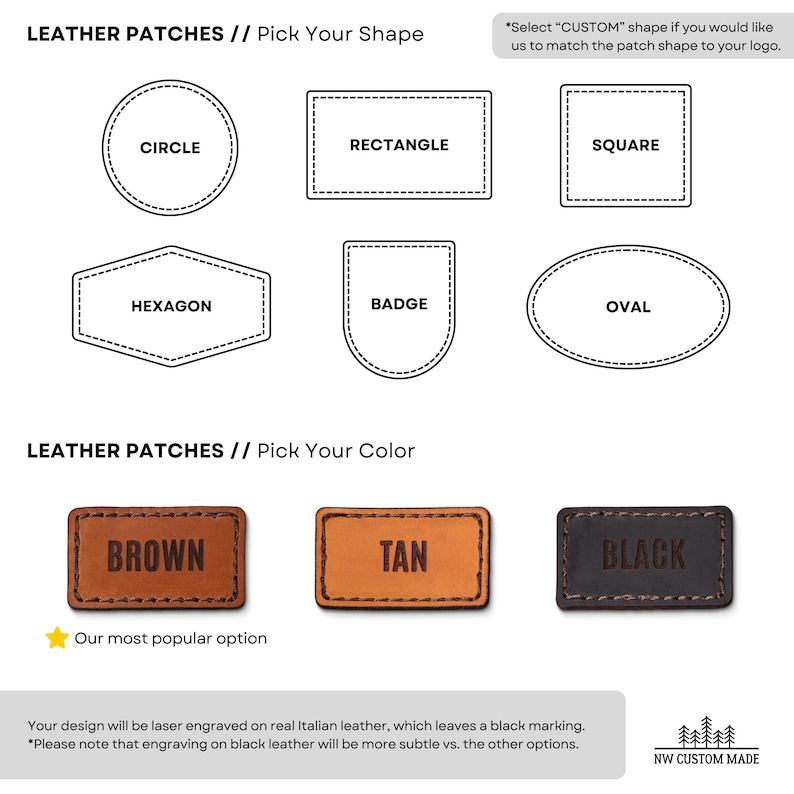 5 Panel Hat Leather Patch Shapes and Colors