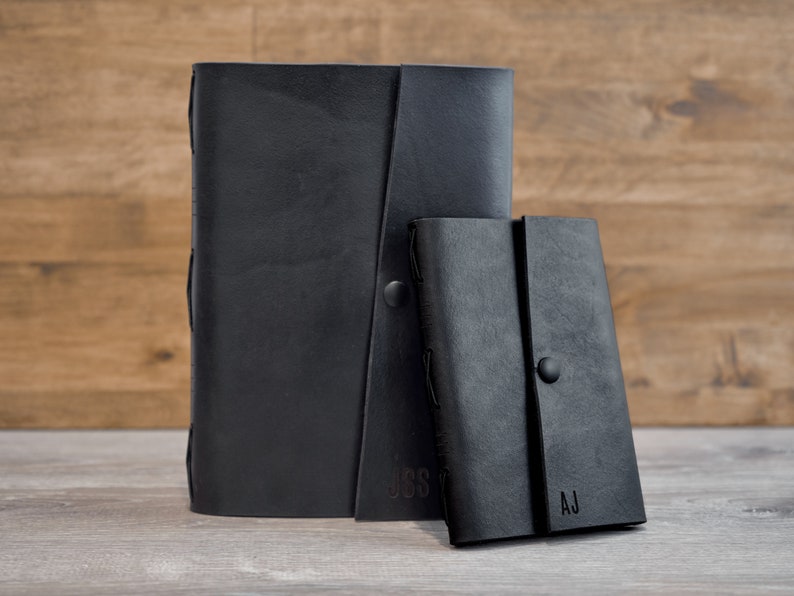 Black Leather Handmade Journals With Engraving