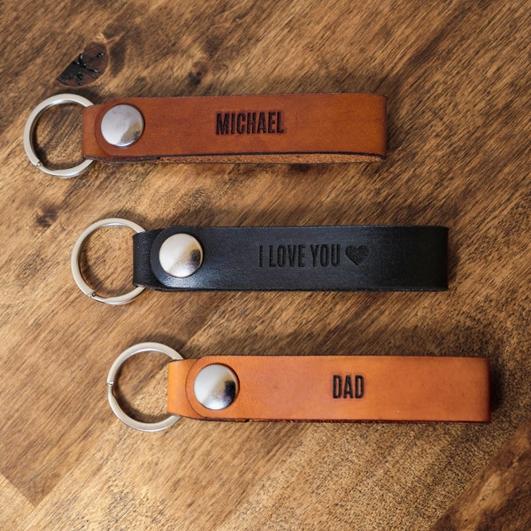 Custom Engraved Leather Keychain | Handmade Real Leather Key Chain, Personalized Keychain Gift, Customized Key Loop