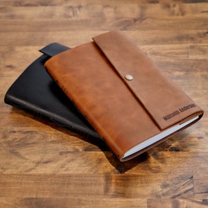 Personalized Handmade Leather Journal | Engraved Real Leather Journals A5 Size 8.75in, Refillable Leather Bound Notebook, Leather Diary Gift