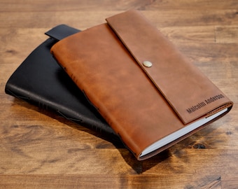 Personalized Handmade Leather Journal | Engraved Real Leather Journals A5 Size 8.75in, Refillable Leather Bound Notebook, Leather Diary Gift