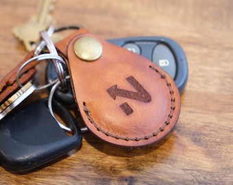 Custom Logo Guitar Pick Holder | Real Brown Leather Guitar Pick Keychain Case, Guitar Key Chain, Personalized Guitar Player Gift