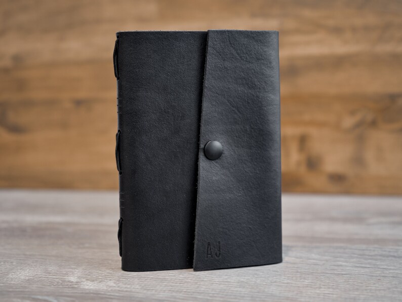 Black Leather Handmade Journals With Engraving