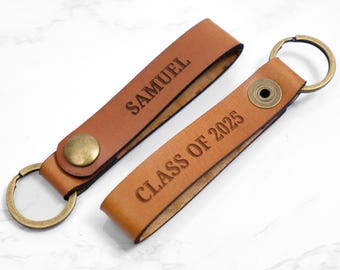 Class of 2026 Graduation Gift | Custom Real Leather Keychain for Grad Gift, Graduate Gift for Men, Personalized Grad Gift Key Chain