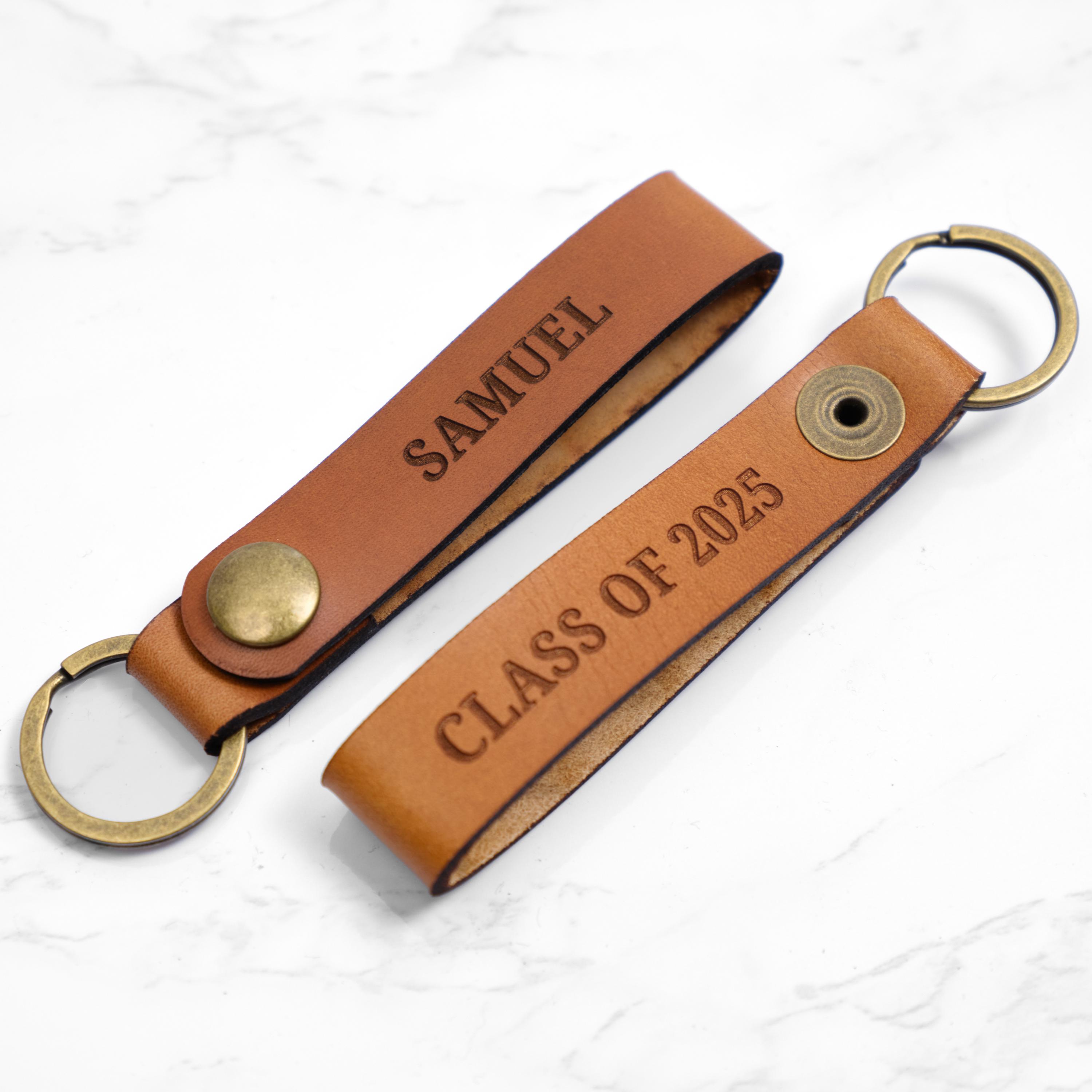 Custom Graduation Gift Leather Keychain | Real Leather Key Chain Class ...