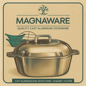 Magnaware Heritage Cast Aluminum Oval Dutch Oven - 12.6 Qt Family Kitchenware