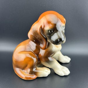 Antique 1920s KERAMOS Vienna Austria Dachshund Dog Puppy Porcelain Figurine 6&quot; H