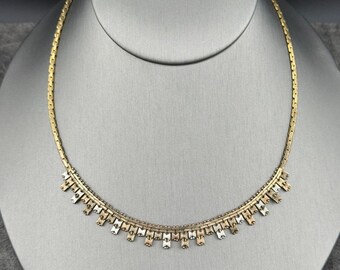 Vintage Signed 925 Italy TriColor Gold Vermeil Silver Cleopatra Chain Necklace